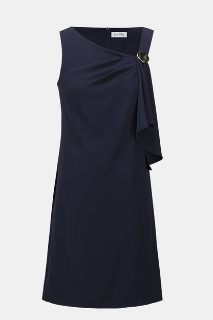 Woven Twill Shift Dress With Asymmetrical Neckline 261134