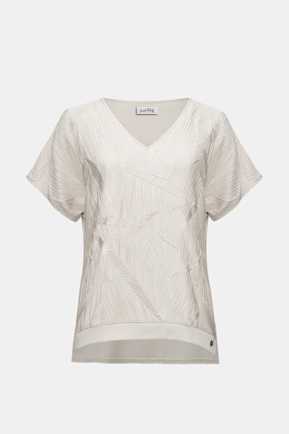 Pleated Satin Boxy Top With Silky Knit Back 261160