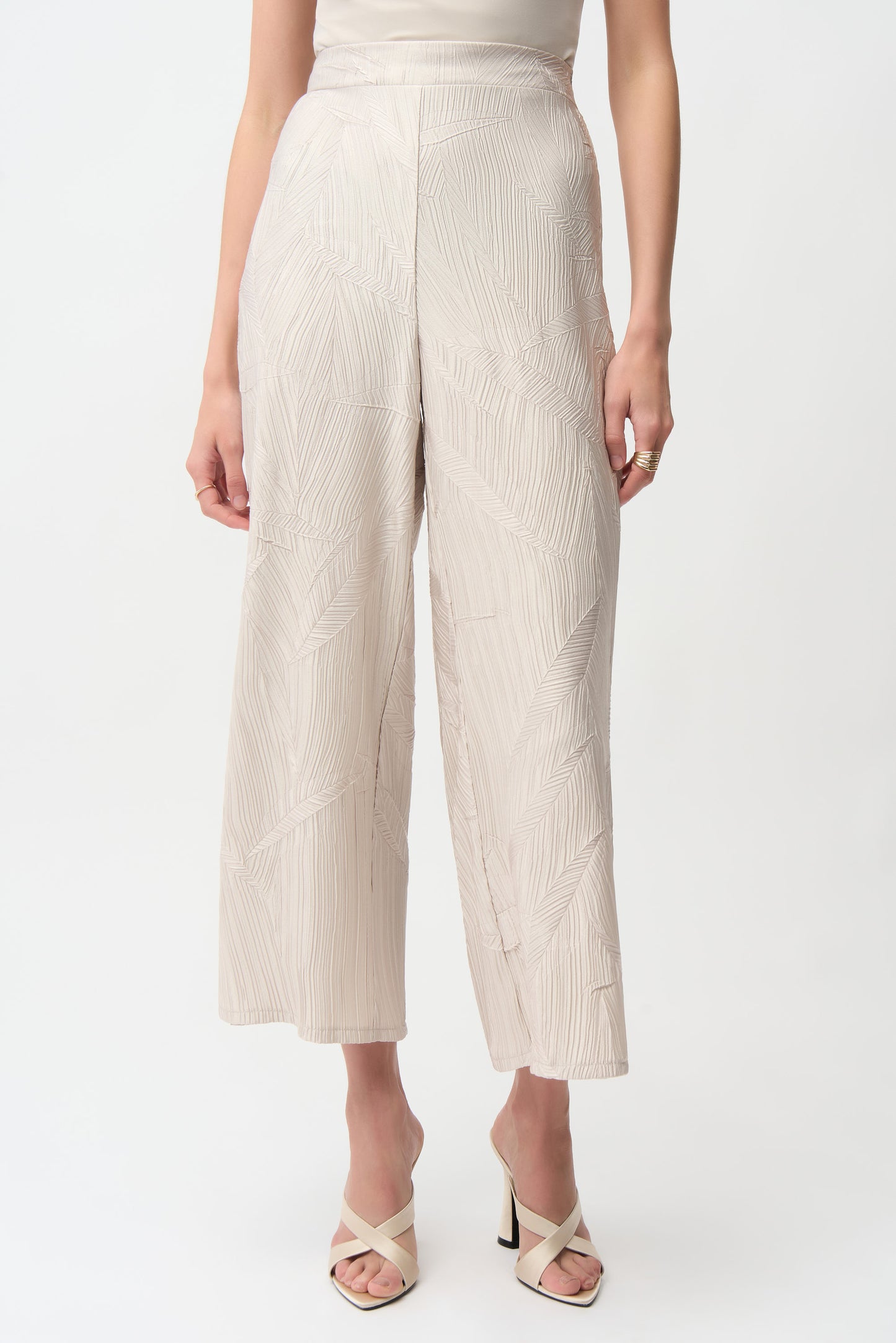 Pleated Satin Pull-On Culotte Pants 261161