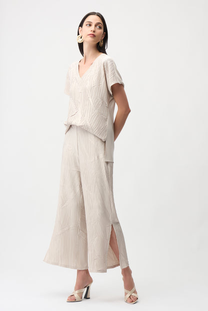 Pleated Satin Pull-On Culotte Pants 261161
