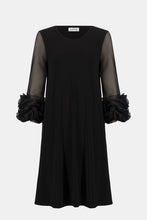Load image into Gallery viewer, Silky Knit and Mesh A-Line Dress With Ruffled Trim 261212
