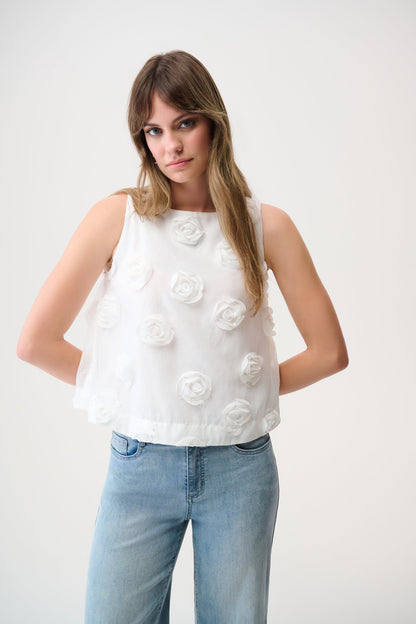 Novelty Sleeveless Top With 3D Floral Embroidery 261220