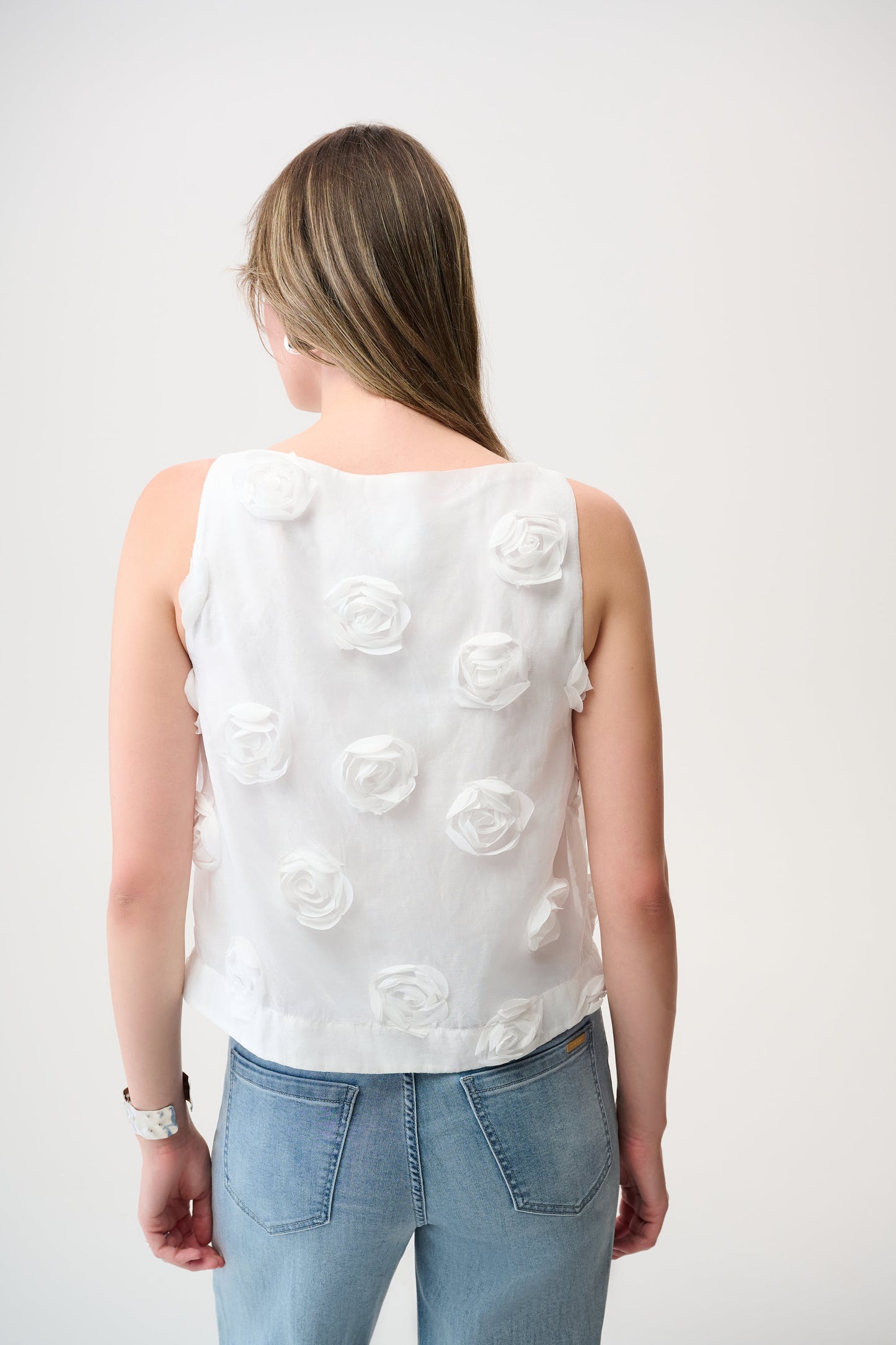 Novelty Sleeveless Top With 3D Floral Embroidery 261220