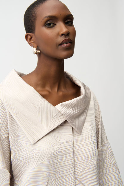 Pleated Satin Boxy Jacket With Overlay Collar 261241