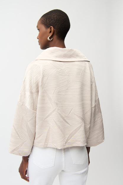 Pleated Satin Boxy Jacket With Overlay Collar 261241