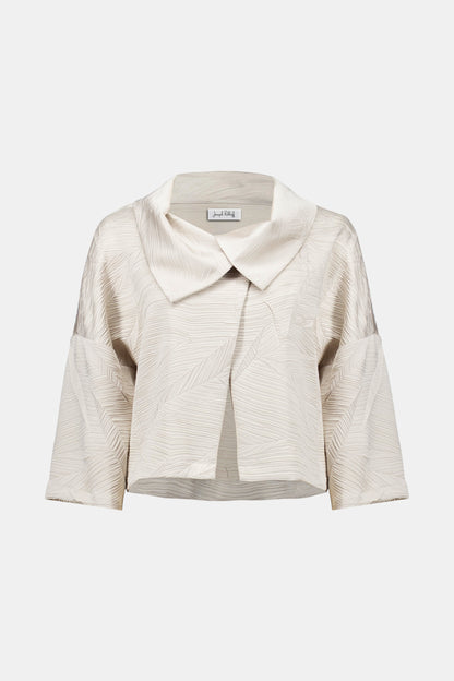 Pleated Satin Boxy Jacket With Overlay Collar 261241