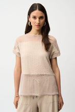 Load image into Gallery viewer, Seersucker and Mesh Boxy Top With Boat Neckline 261247
