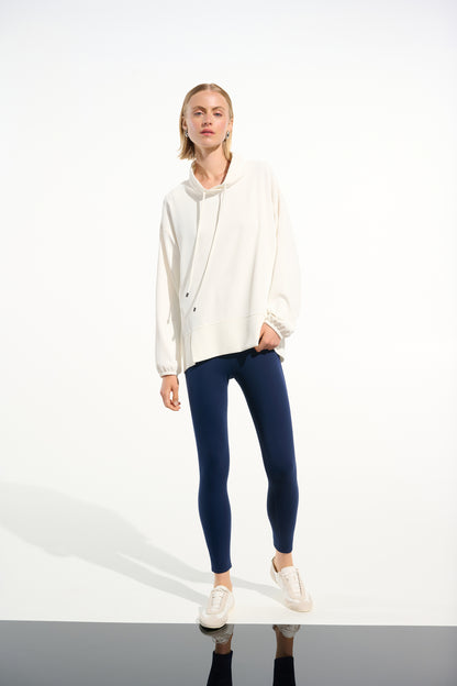 Woven Twill Boxy Tunic With Funnel Collar 261604
