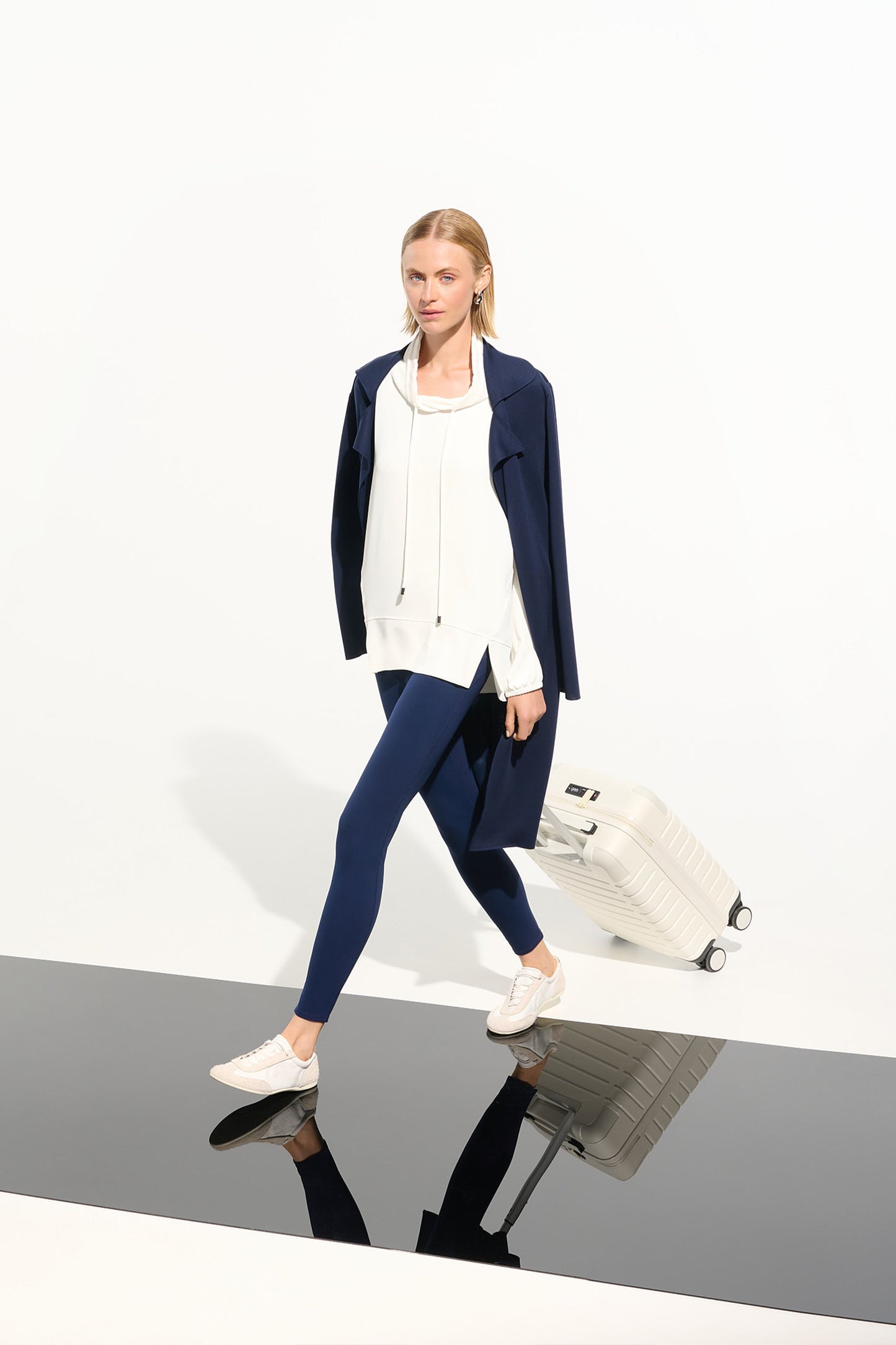 Woven Twill Boxy Tunic With Funnel Collar 261604