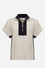 Load image into Gallery viewer, Silky Knit Color Block Straight Top With Zipped Collar 261611
