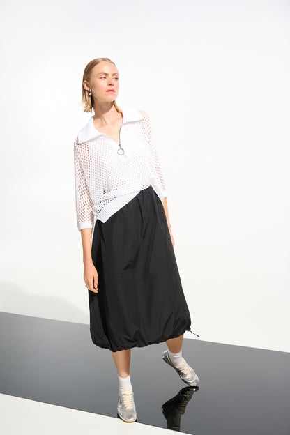 Viscose Blend Boxy Sweater Knit With Zipped Neckline 261634
