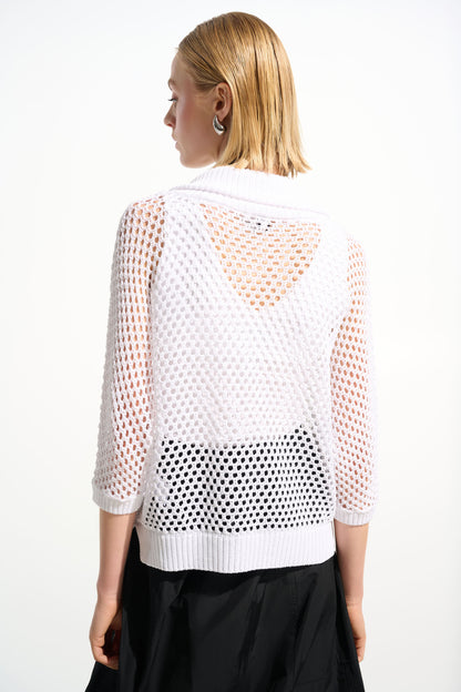 Viscose Blend Boxy Sweater Knit With Zipped Neckline 261634