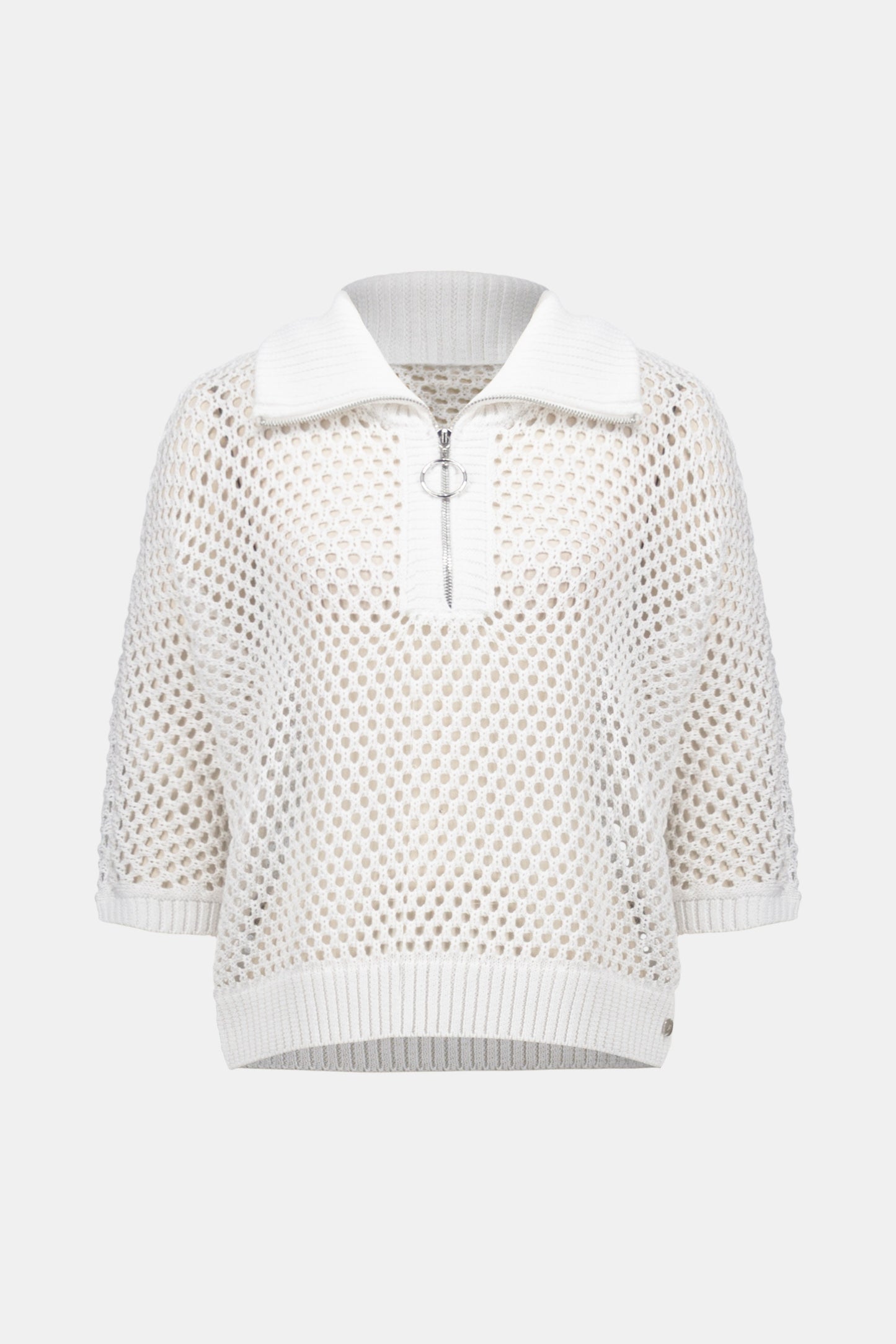 Viscose Blend Boxy Sweater Knit With Zipped Neckline 261634