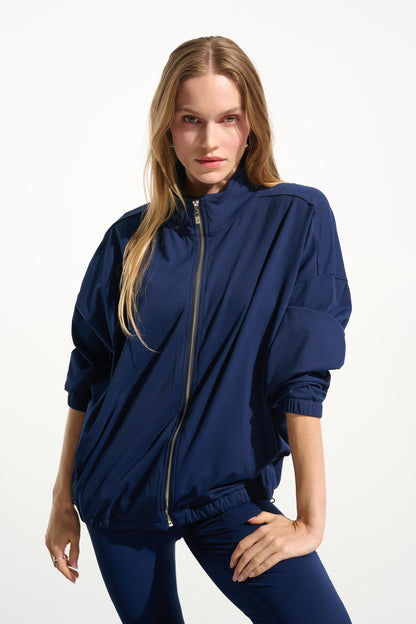 Stretch Nylon Boxy Mock Neck Outdoor Jacket 261647