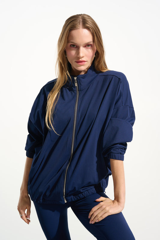Stretch Nylon Boxy Mock Neck Outdoor Jacket 261647