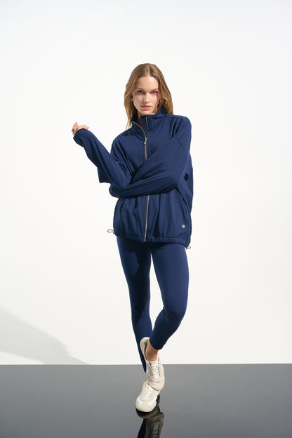 Stretch Nylon Boxy Mock Neck Outdoor Jacket 261647