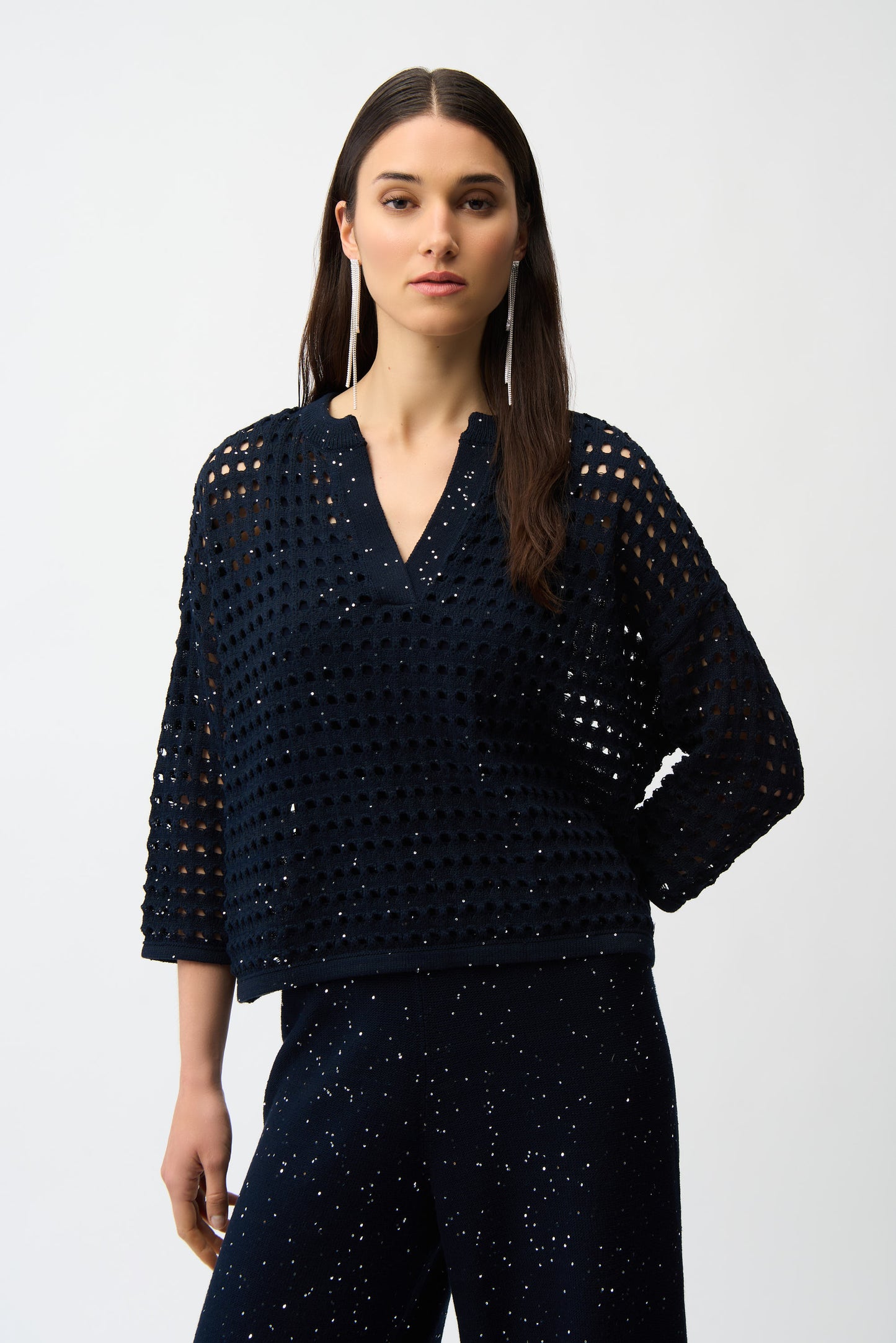 Cotton Blend Open Stitch Boxy Sweater 261925