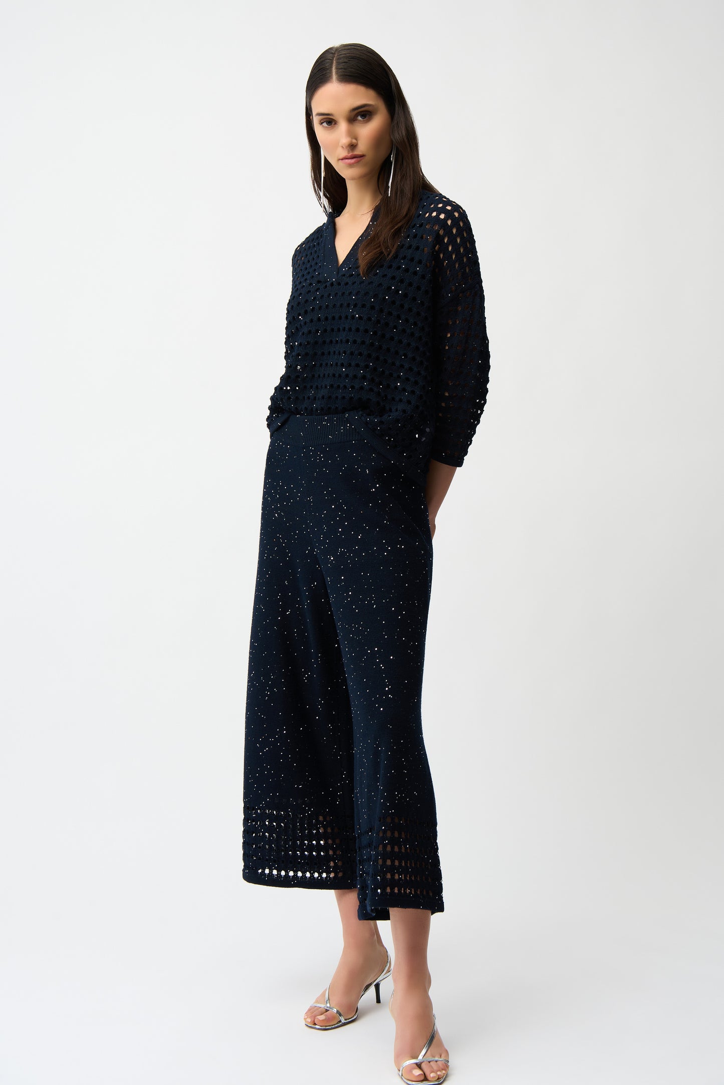 Cotton Blend Open Stitch Boxy Sweater 261925