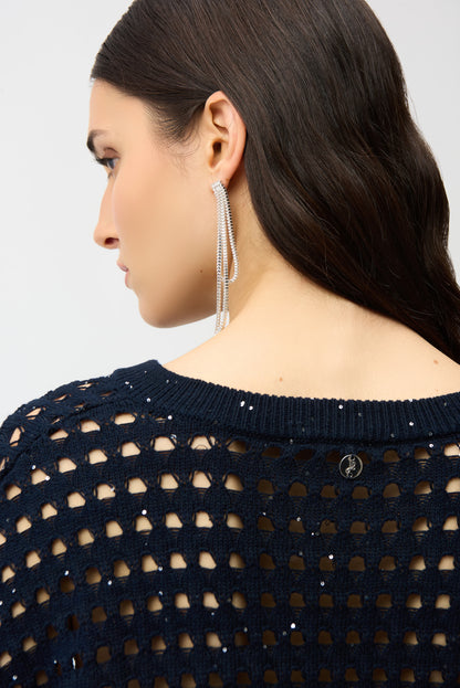 Cotton Blend Open Stitch Boxy Sweater 261925
