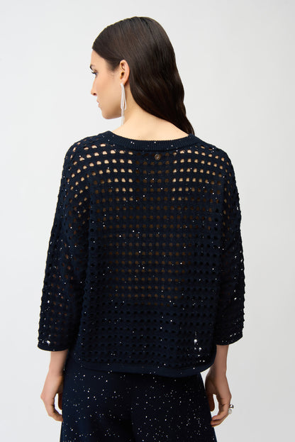 Cotton Blend Open Stitch Boxy Sweater 261925