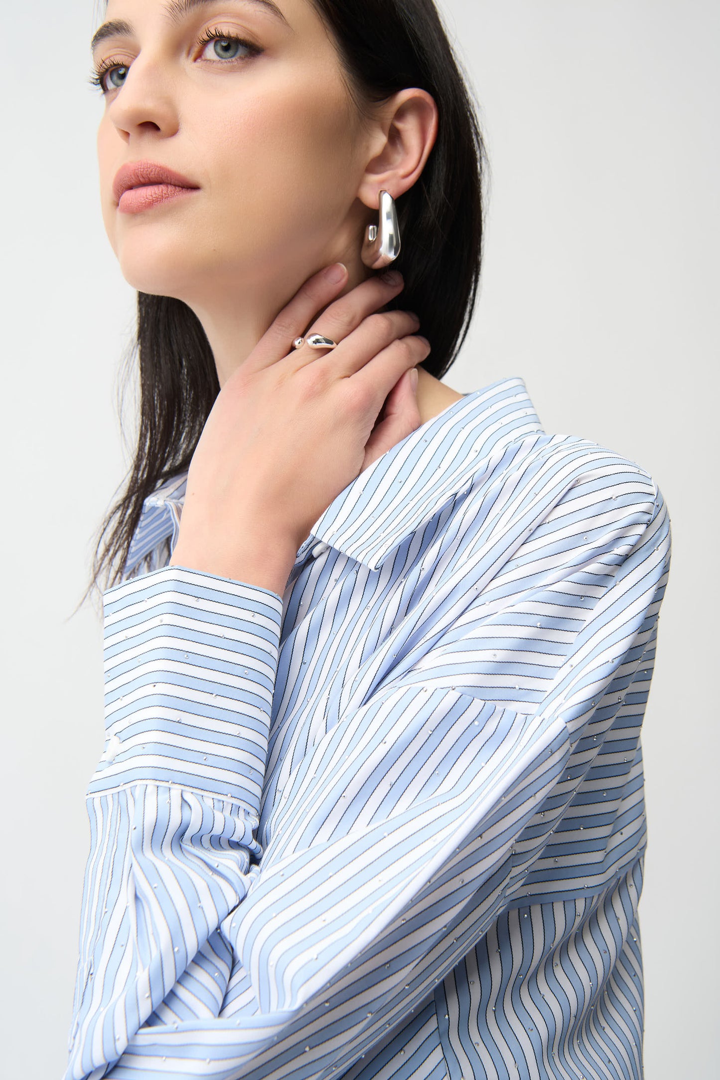 Tencel Stripe Print Boxy Blouse 261931