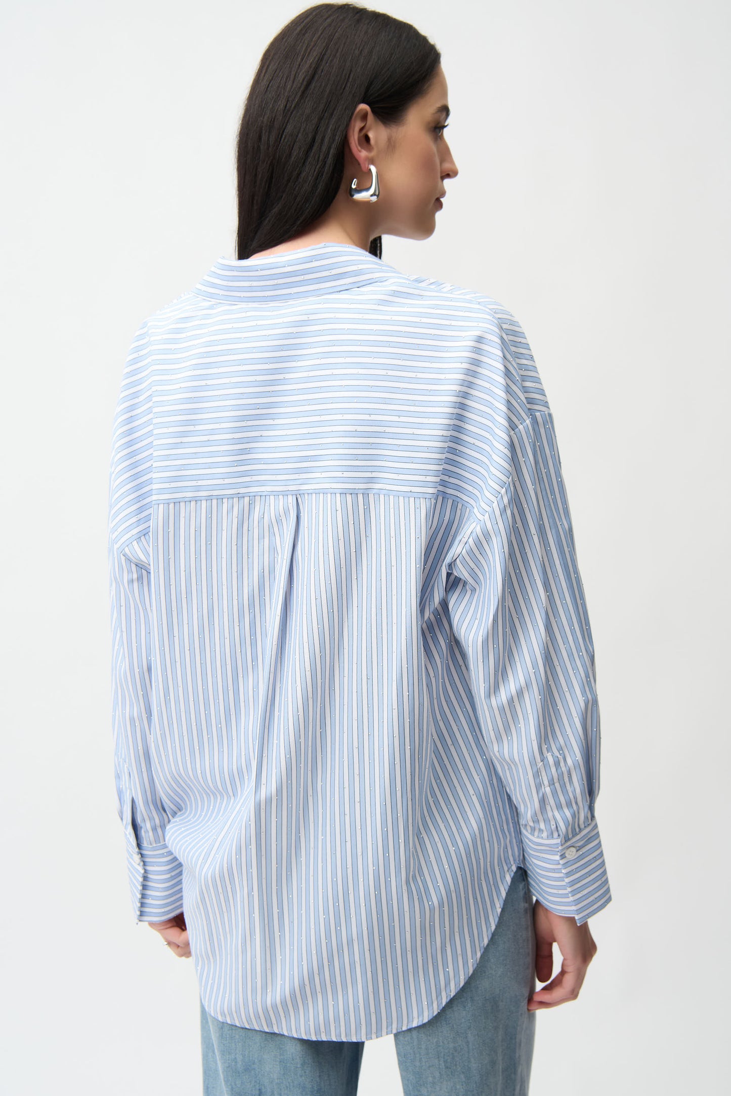 Tencel Stripe Print Boxy Blouse 261931