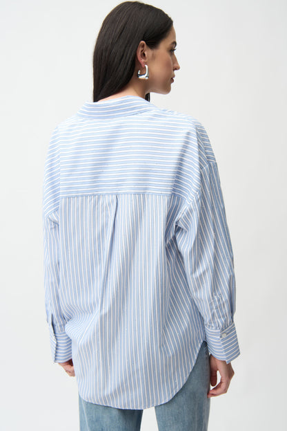 Tencel Stripe Print Boxy Blouse 261931