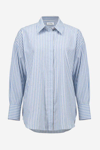 Tencel Stripe Print Boxy Blouse 261931