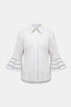 Load image into Gallery viewer, Stretch Poplin Straight Blouse with Organza Bell Sleeves 261933
