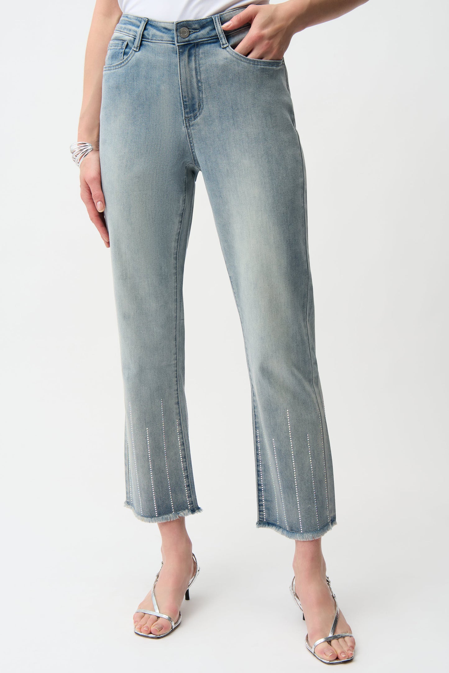Straight Crop Jeans With Rhinestones 261945