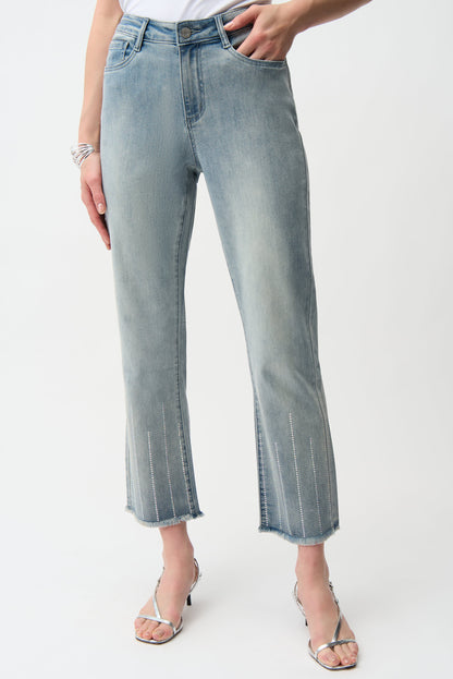 Straight Crop Jeans With Rhinestones 261945