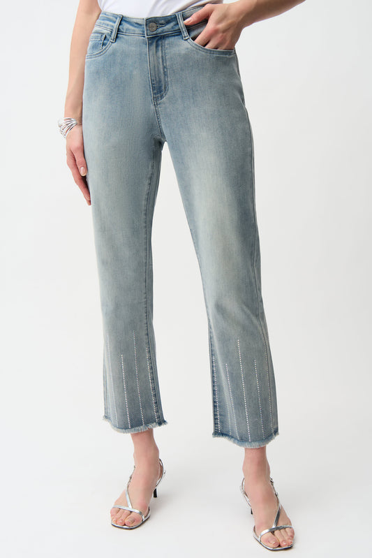 Straight Crop Jeans With Rhinestones 261945