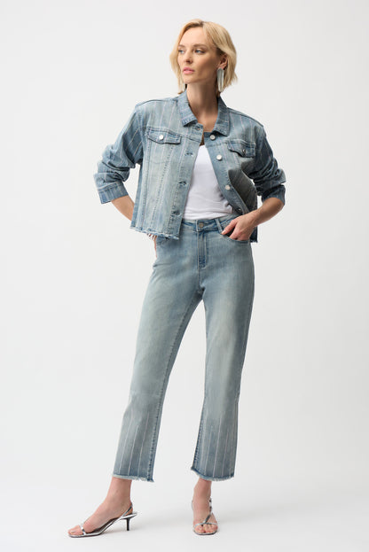 Straight Crop Jeans With Rhinestones 261945