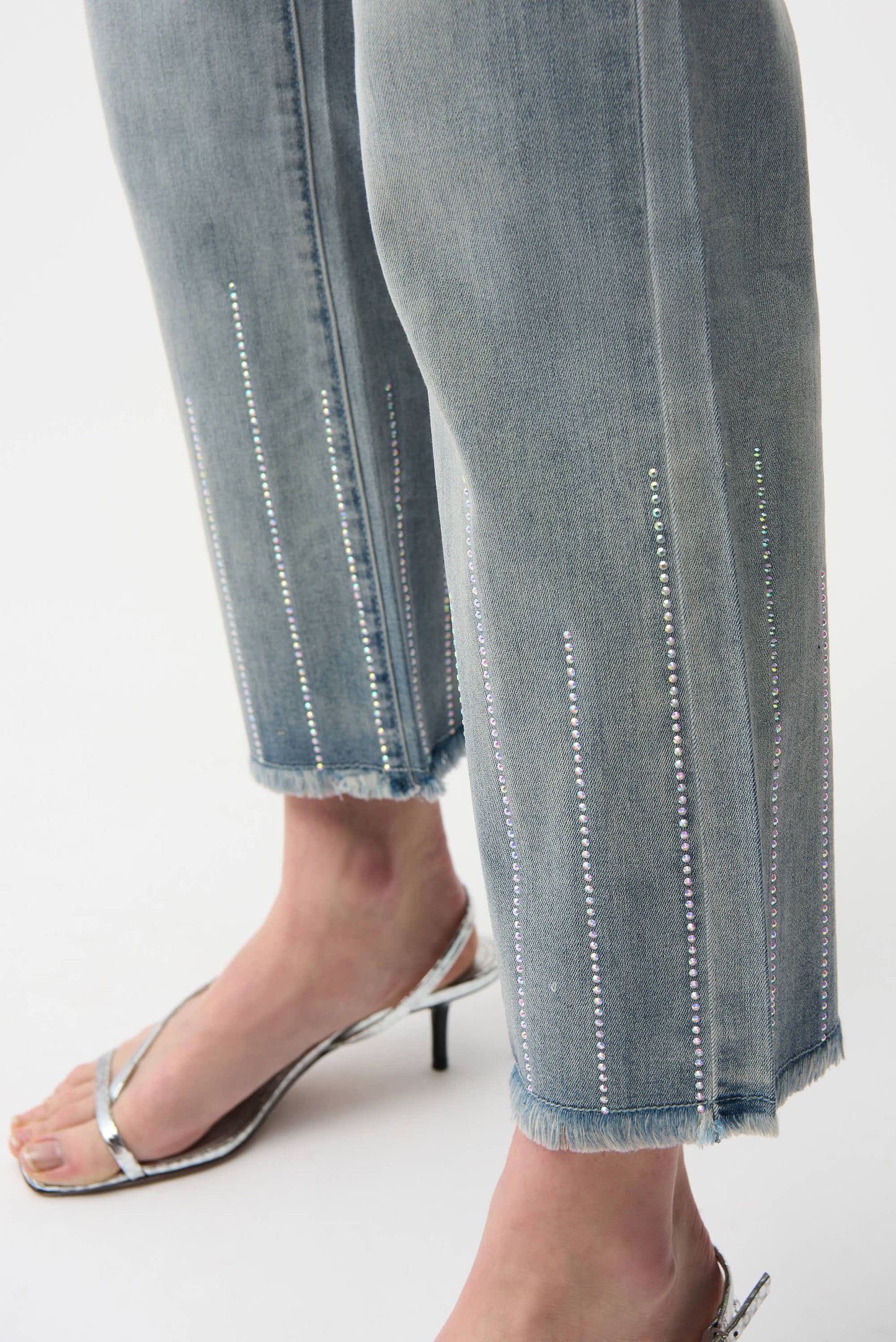 Straight Crop Jeans With Rhinestones 261945
