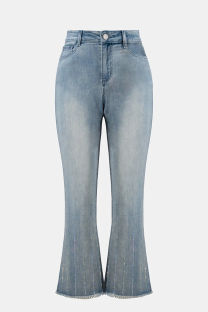 Straight Crop Jeans With Rhinestones 261945