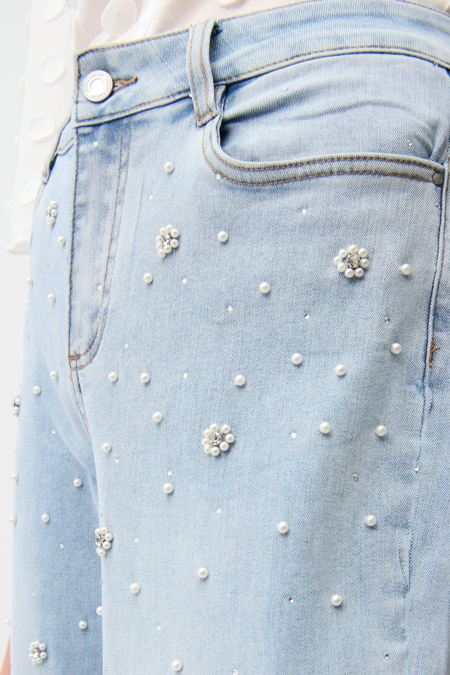 Wide Leg Jeans With Pearl and Rhinestones 261960