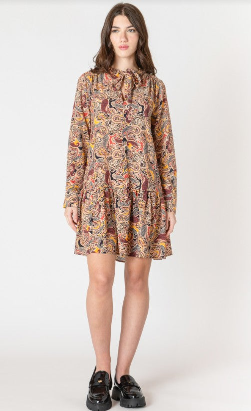 Flouce Hem Dress in Harvest Paisley