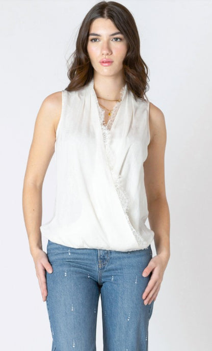 Lace Insert Wrap Blouse 2623502 SALE