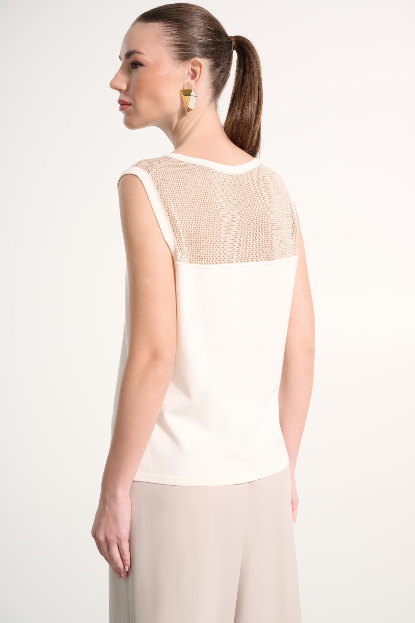 Soft Knit Straight Cami With Mesh Yoke 262612
