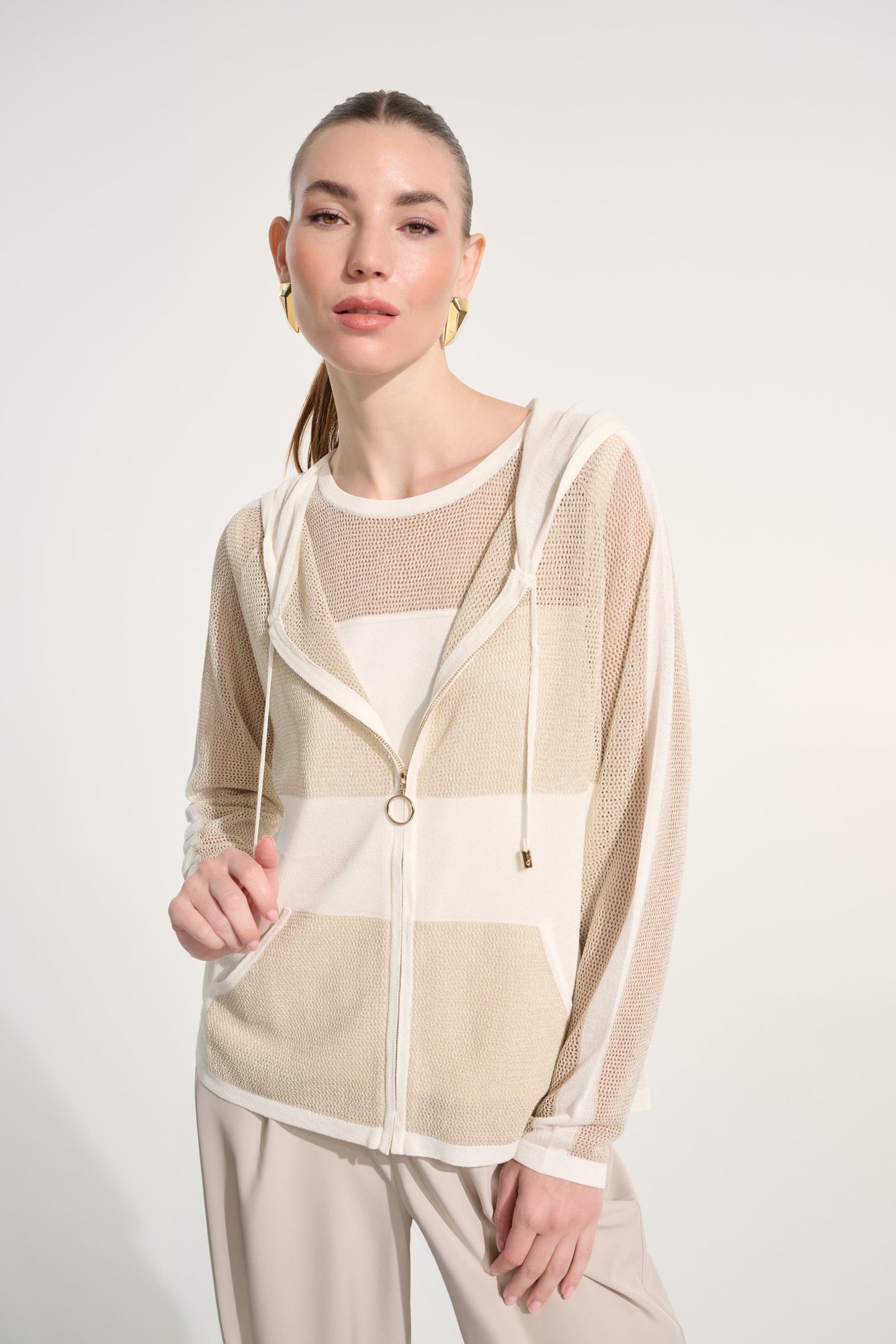Soft Knit Straight Hooded Zip Jacket 262613