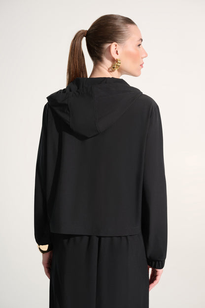 Stretch Woven Hooded Boxy Utility Jacket 262621