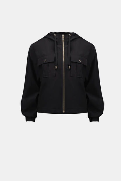 Stretch Woven Hooded Boxy Utility Jacket 262621
