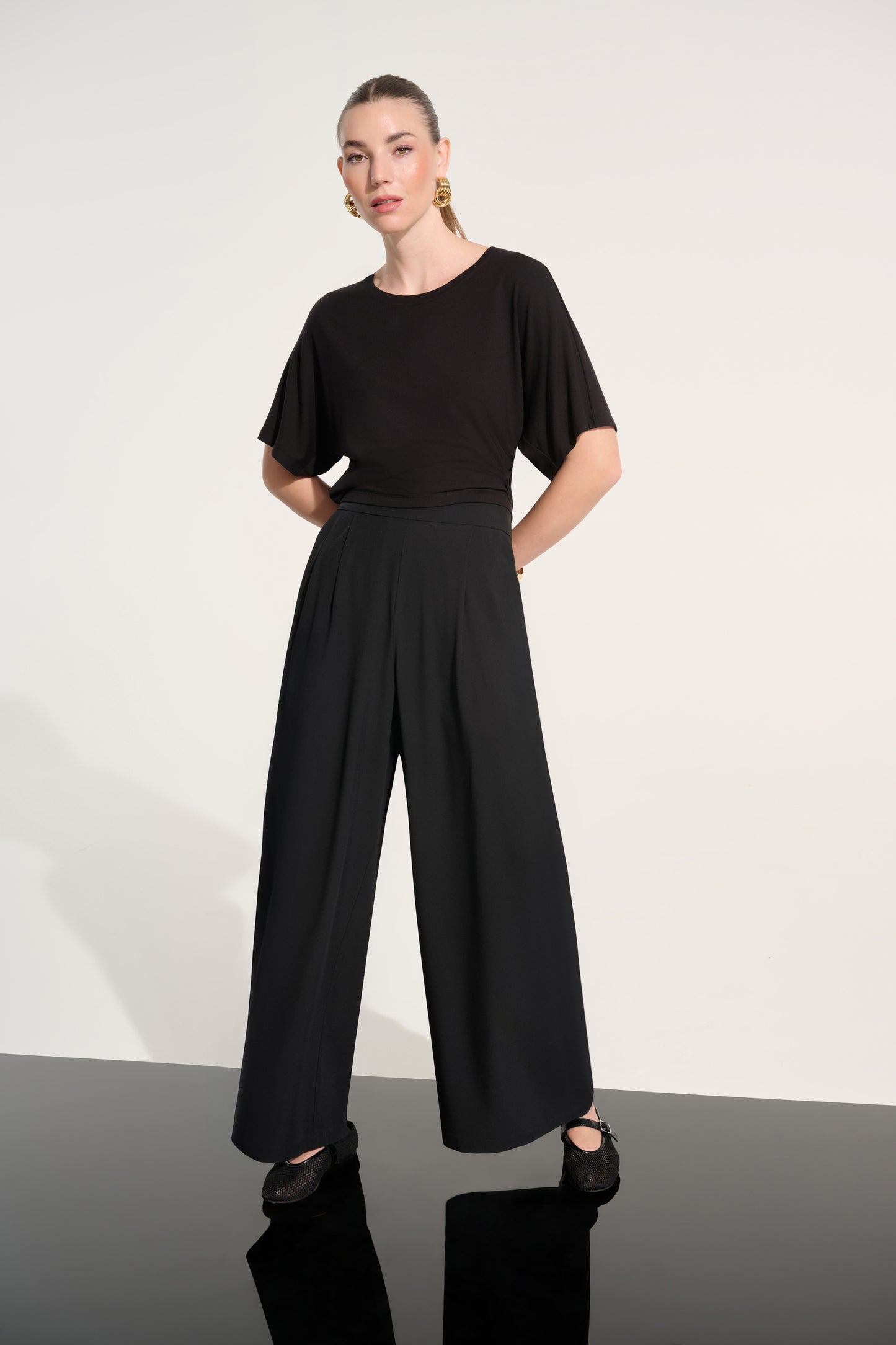 Stretch Woven Pull-On Wide Leg Pants 262622