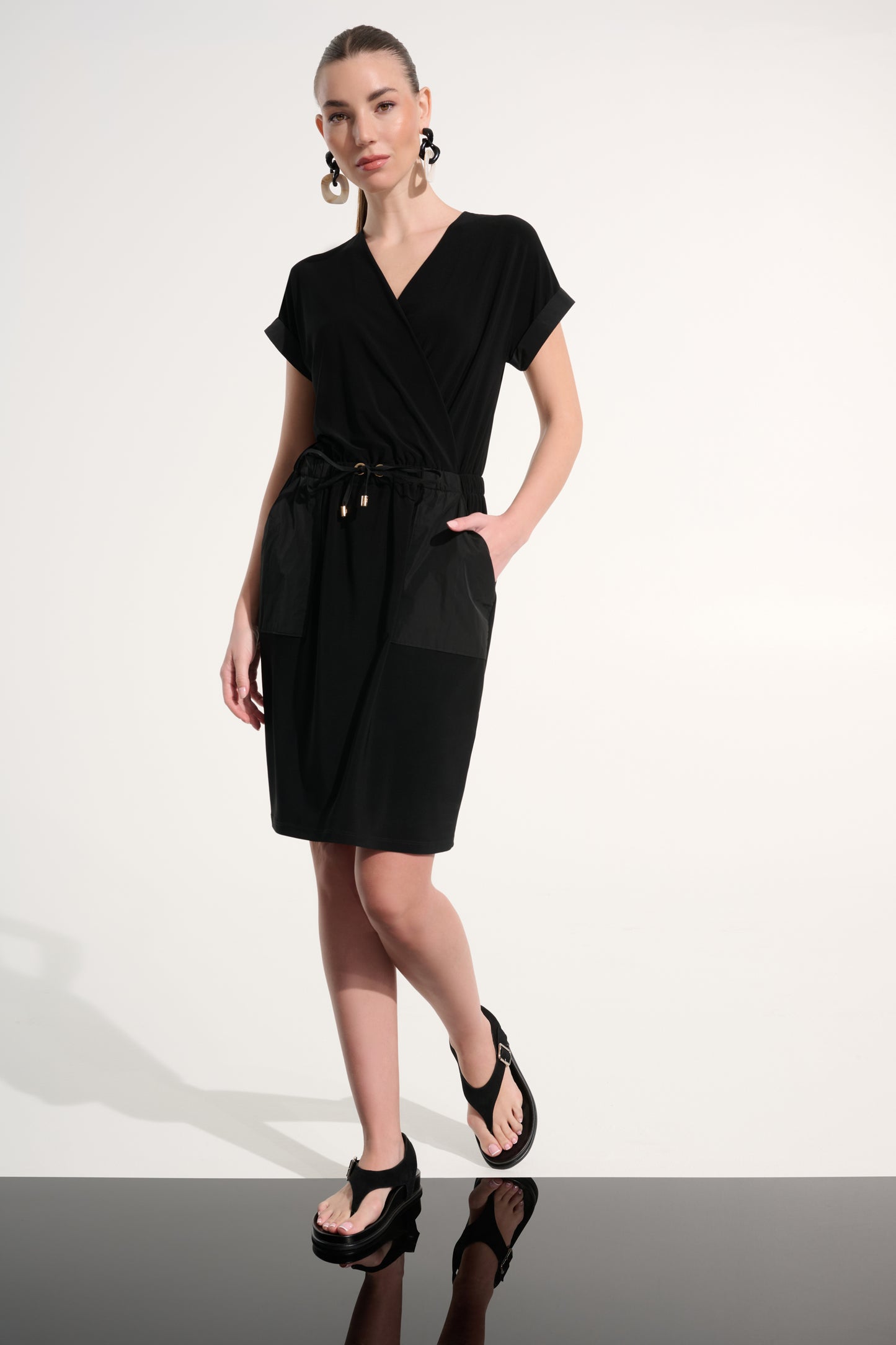 Silky Knit And Memory Straight Wrap Dress 262630