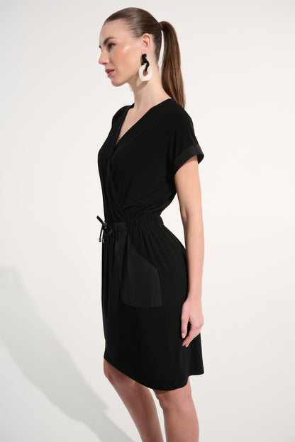 Silky Knit And Memory Straight Wrap Dress 262630