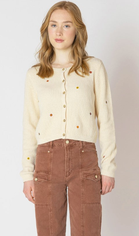 Embroidered Crewneck Cardigan