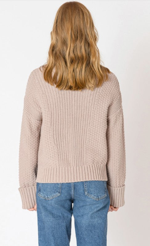Cuff Sleeve Textured Cardigan