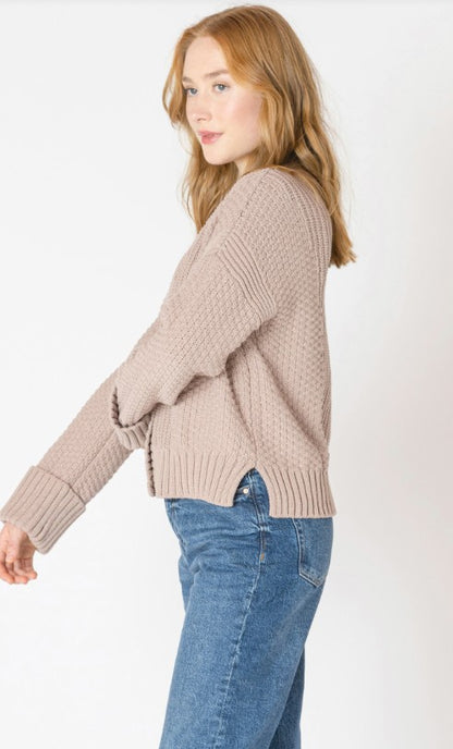 Cuff Sleeve Textured Cardigan