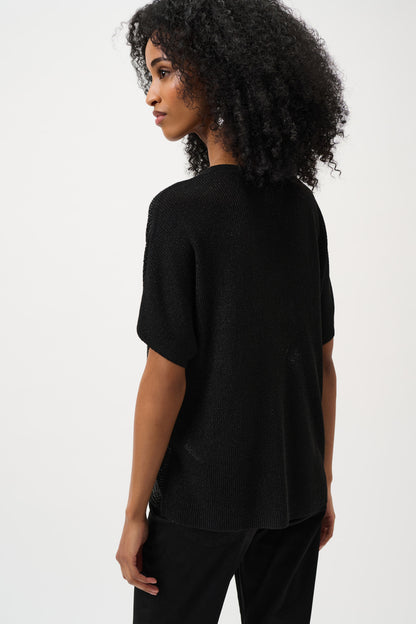 Metallic Knitted T-shirt with Rhinestones 263900CO