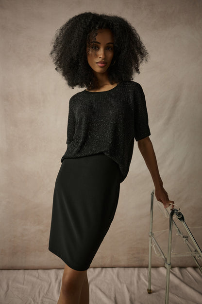 Metallic Knitted T-shirt with Rhinestones 263900CO